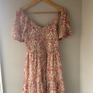 Sincerely Jules Floral Smocked Dress in Pink and Cream